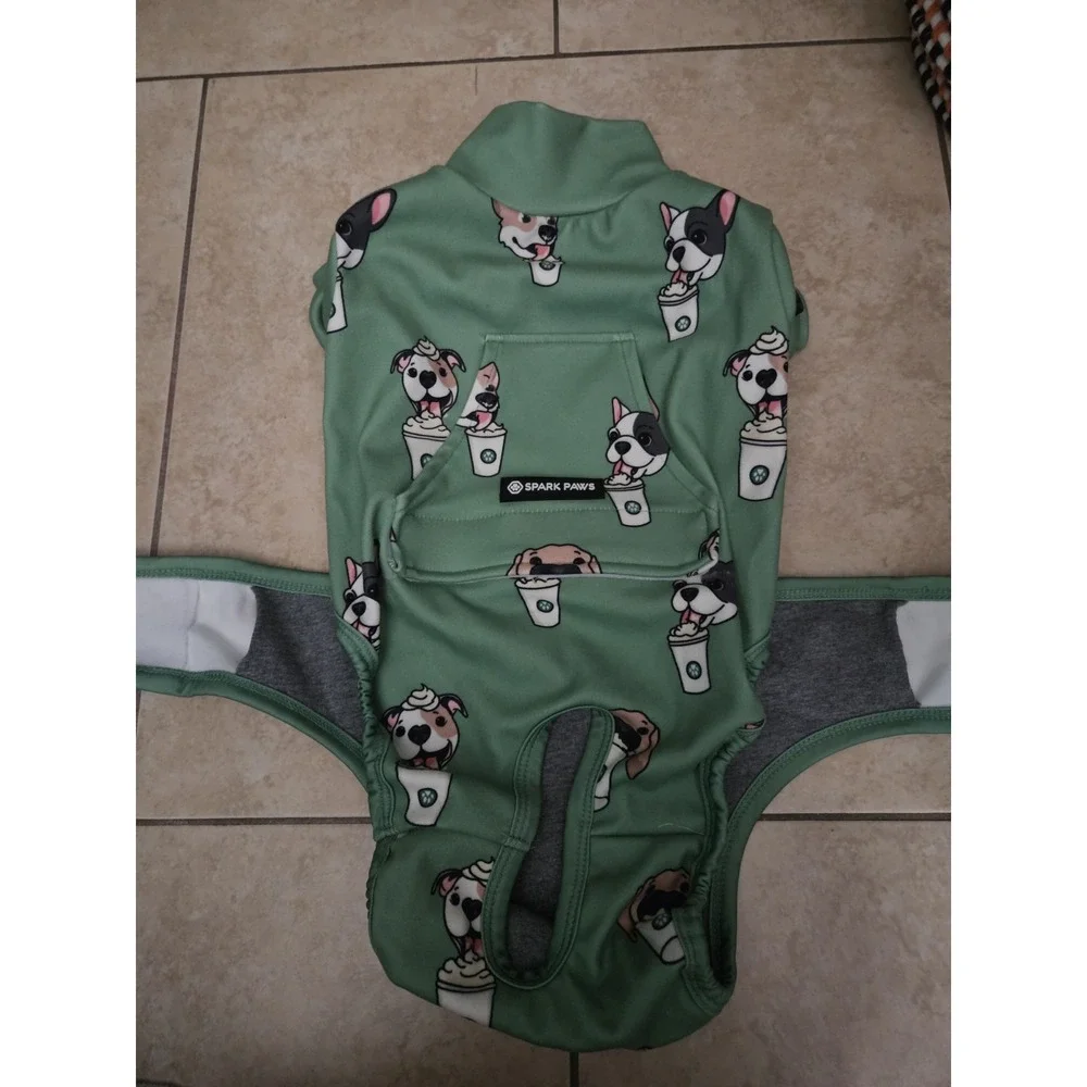 Spark Paws Dog Frenchie Recovery Suit Pajama Very Soft Comfortable Stretch Large
